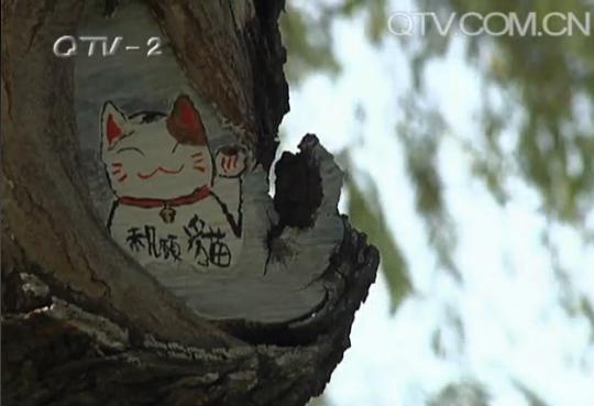 青农大校园树洞被涂鸦 男生走路不看美女看树洞