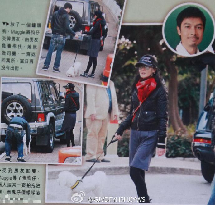 张曼玉潮装打扮遛狗