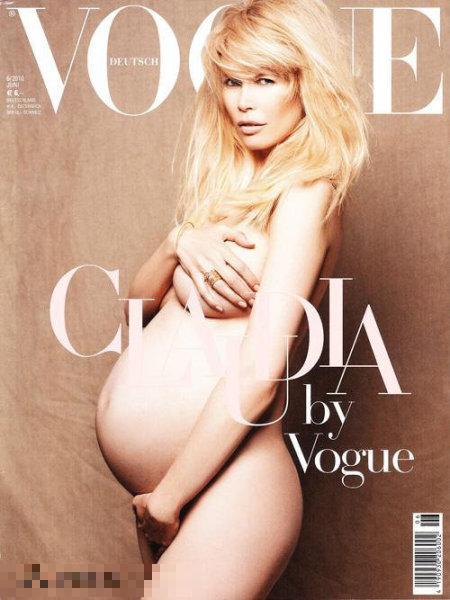 克劳蒂亚·雪佛也在孕后全裸登上《vogue》杂志