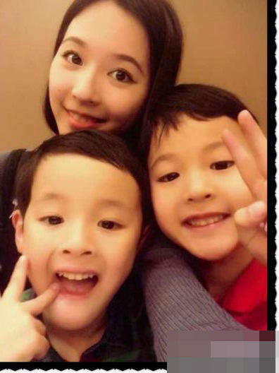 现任妻子吴佳尼与两子